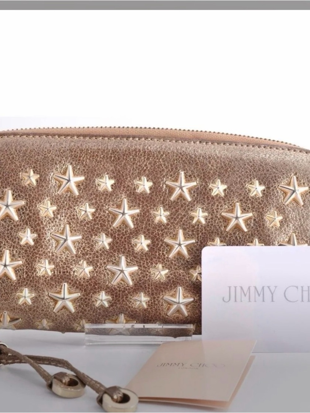 Jimmy Choo Rose Gold Star-Embellished Wristlet